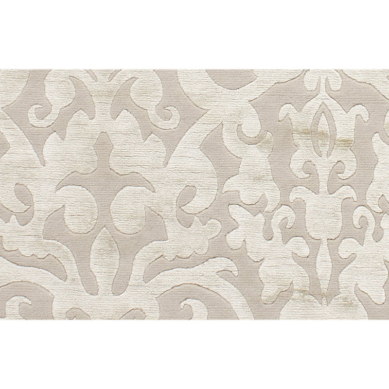 Ikat Area Rug in Ivory/White, Rectangle 6' x 9'