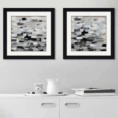 « réflexions », ensemble de 2 reproductions de peintures à l’acrylique encadrées