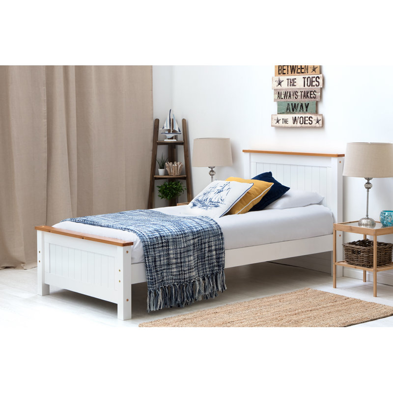Aubrey Solid Wood Bed with Mattress, Single (3'), 12cm Memory Foam, White
