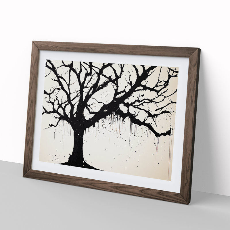 Ethereal Tree Abstract - Framed Print, 46cm H x 64cm W x 2cm D, Walnut