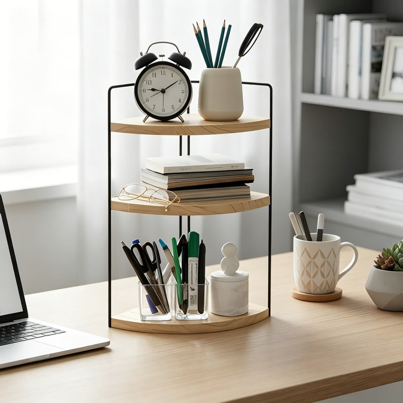 Étagère de coin à 3 niveaux avec assemblage facile, conception peu encombrante pour comptoir de salle de bain, cuisine, meuble-lavabo, bureau et commode, ensemble de 2