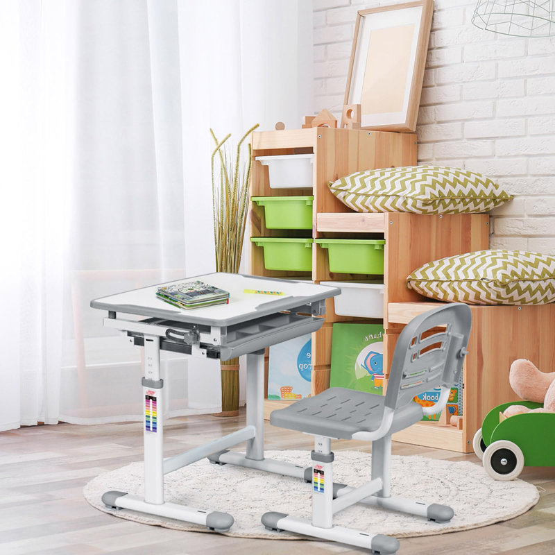 Erico 66cm Art Desk Chair Set, White/Grey