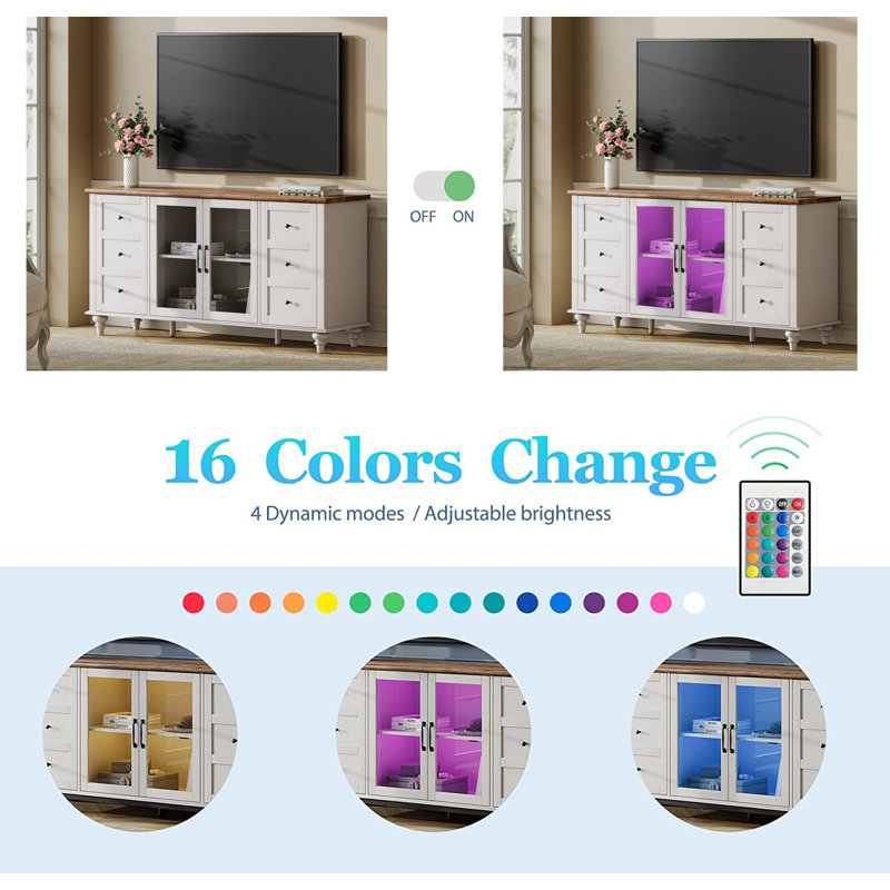 Balcinde Unfinished TV Stand for TVs up to 75, White/Green