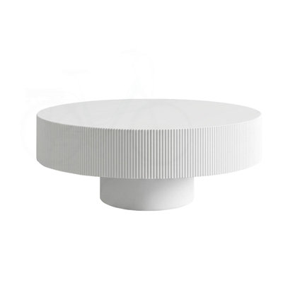 Round Fluted Coffee Table with Sturdy Pedestal Base