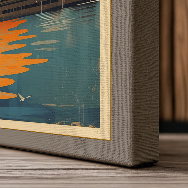 Sydney at Sunrise Japandi - Wrapped Canvas, 30x20 - 76.2 x 50.8 cm, Taupe Border
