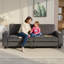 3 Seater Sofa with Spring Cushion Cup Holder for Bedroom Dark Grey