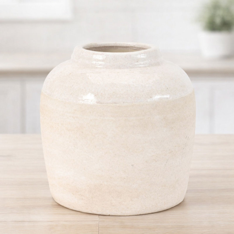 Two-Tone Stoneware Vase 6"H, 6.3"