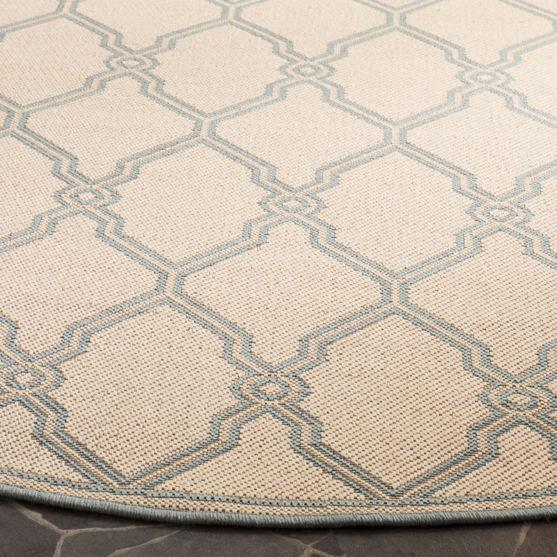 Ferrill Linden 100 Performance Geometric Indoor/Outdoor Area Rug, Round 6'7"