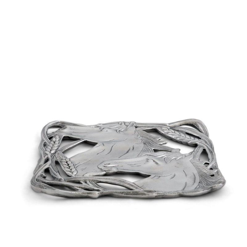 Arthur Court Aluminum Horse and Wheat Square Trivet