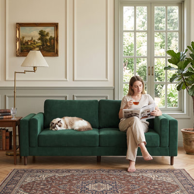 Sofa 86.61" W , 3-seater Upholstered Corduroy Couch in Living Room ,Apartment,Reading Room,Office-Green