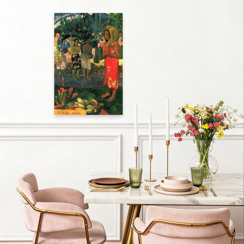 Hail Mary Classic Colorful Abstract Landscape Spring Wall Art Print by Paul Gauguin - Wrapped Canvas Print