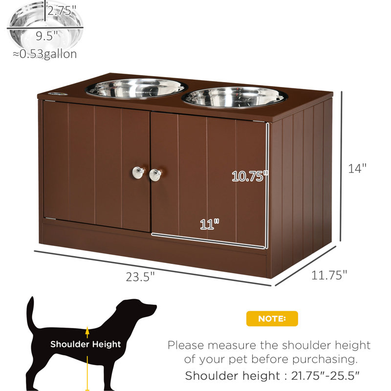 Grand grand bol surélevé pour animaux de compagnie - l 11,8 po, bols pour chiens bruns d'une capacité de 44 L facile à nettoyer