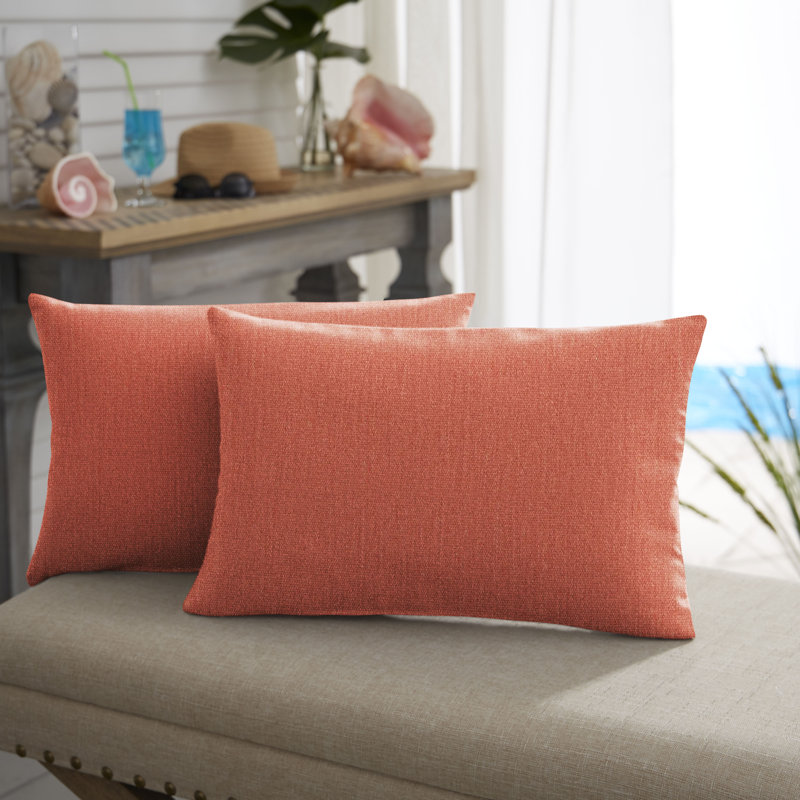 Sunbrella Lumbar Rectangular Indoor/Outdoor Pillow Cover & Insert, Orange, H 12 po x l 24 po