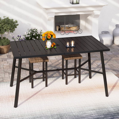 Alyne Rectangular Stainless Steel Outdoor Dining Table