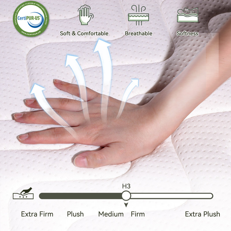 10/12 Inch Memory Foam Mattress, Charcoal-Infused, Low Motion Isolation, CertiPUR-US Certified, Breathable & Pressure-Relieving Sleep Comfort