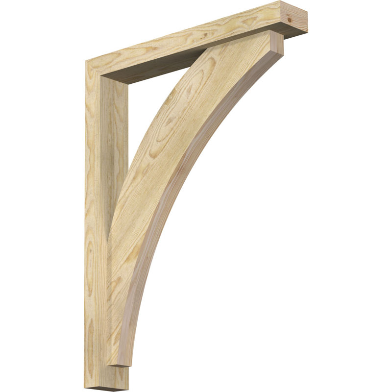 Thorton Block Bracket with Offset Brace, 4"W Douglas Fir (Rough Sawn), 32 x 24