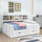 Full / Double Wooden Daybed with Drawers and Shelves-98114155