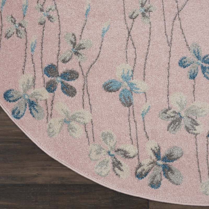 Floral Indoor Rug, Round 5'3"