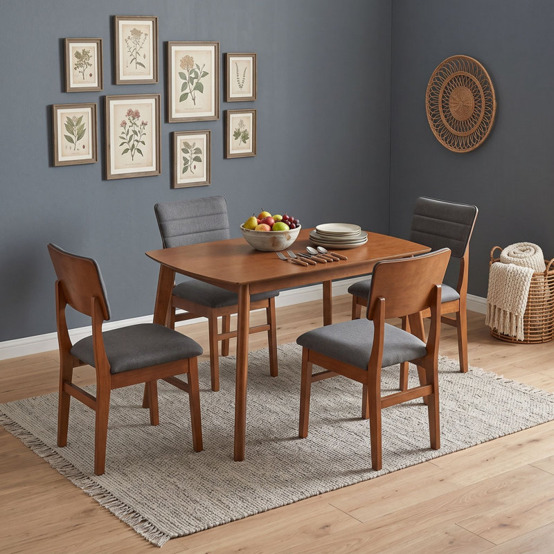Ensemble de table de salle à manger 5 pièces en bois avec 4 chaises