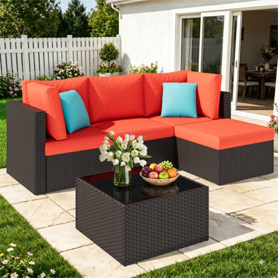 5-Piece Modular Patio Conversation Set with Cushions