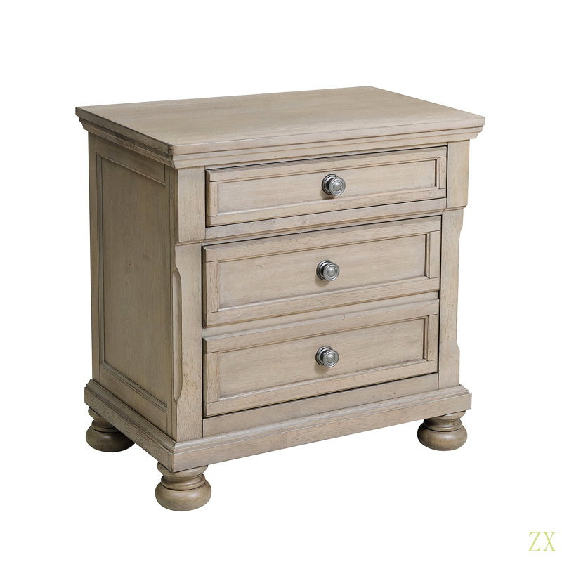 Table de chevet transitionnelle avec tiroir et cachette, Gris
