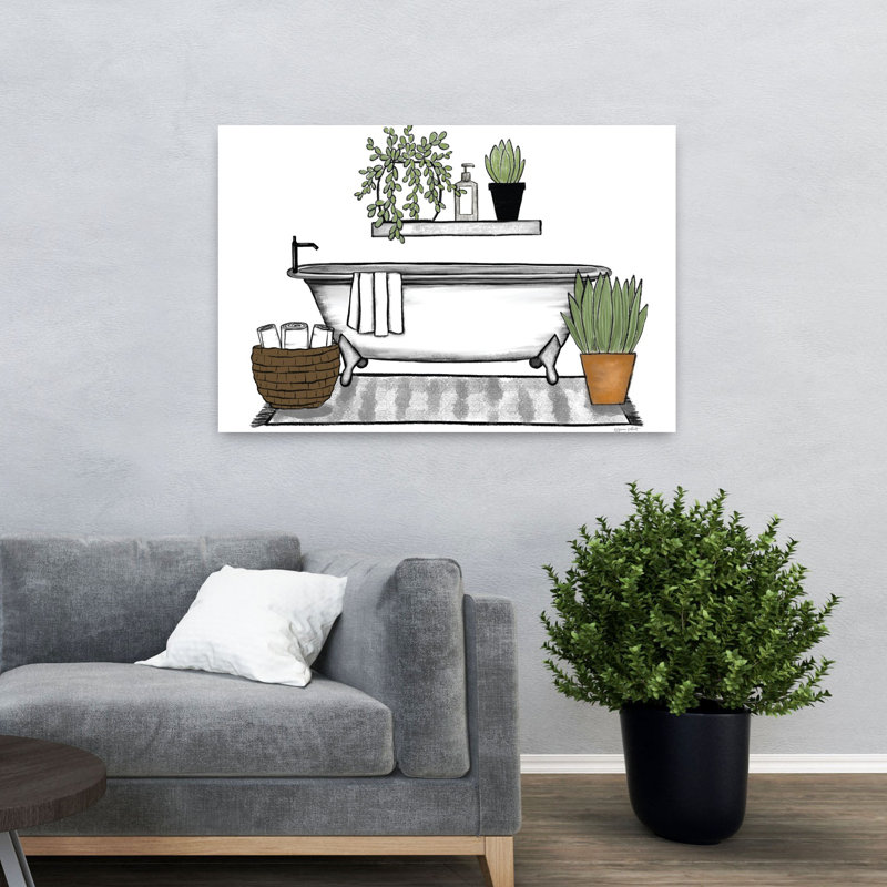 «Bathroom Plants I», art contemporain, H 32 po x l 48 po