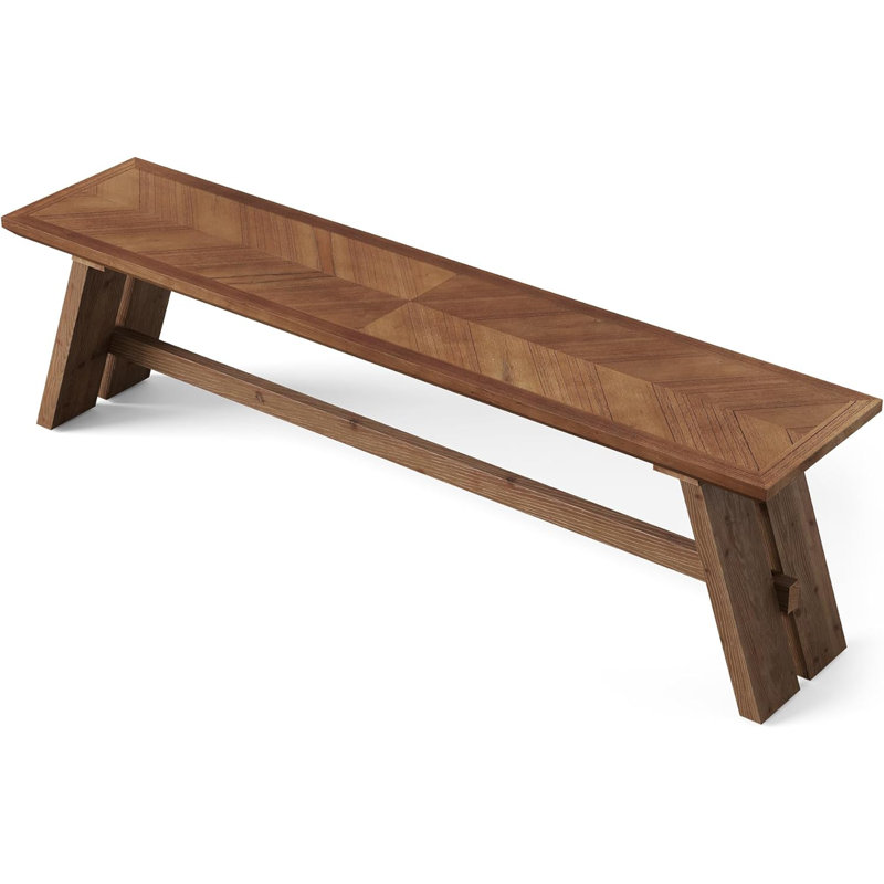 63" Extra Long Solid Wood Bench, Farmhouse Entryway Shoe Storage Bench Seating for Hallway, Bedroom