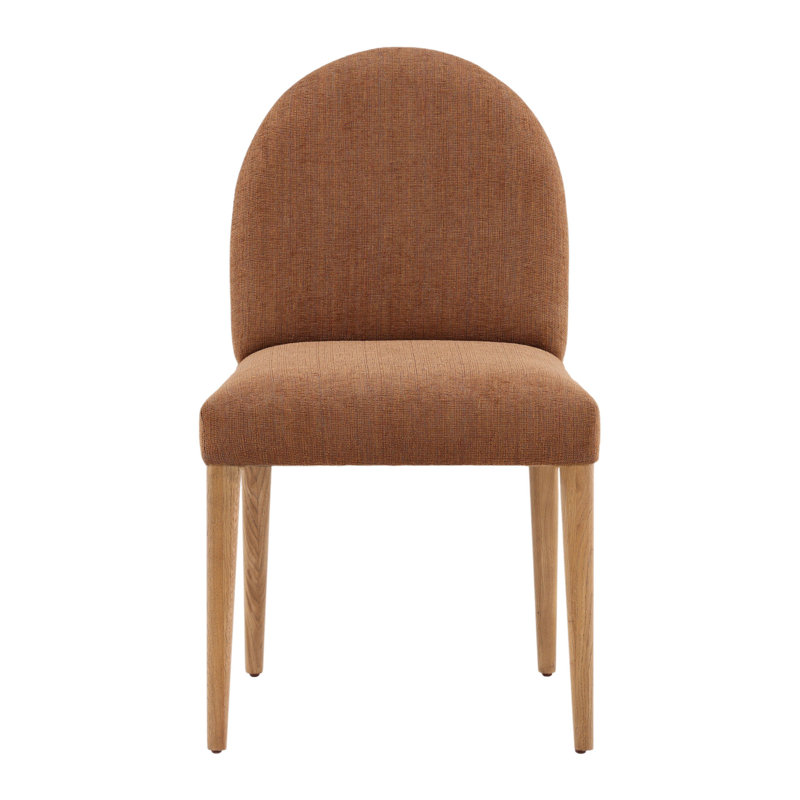 Memphis Solid Oak Wood Upholstered Dining Chair, Brown (Set of 2)