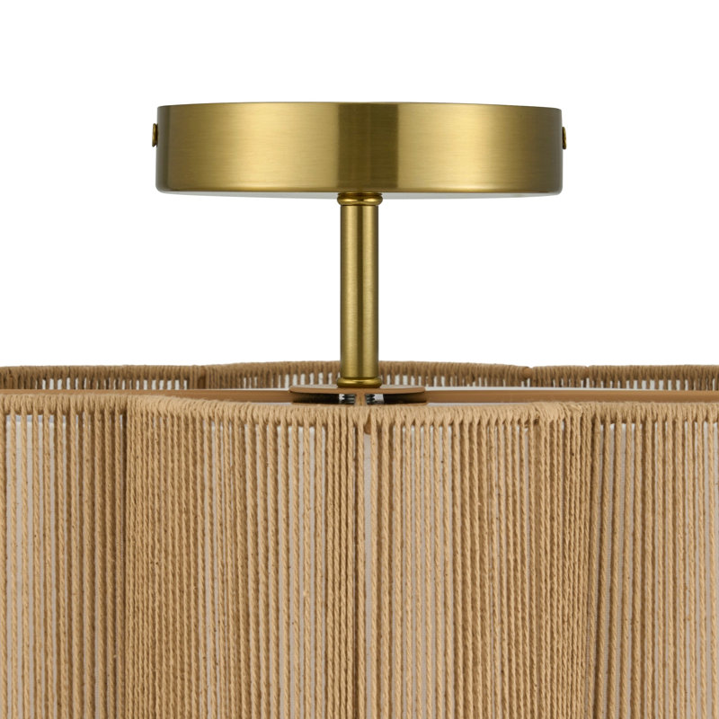 Plafonnier semi-encastré en tissu 3 lumières Tekamah, Laiton brossé