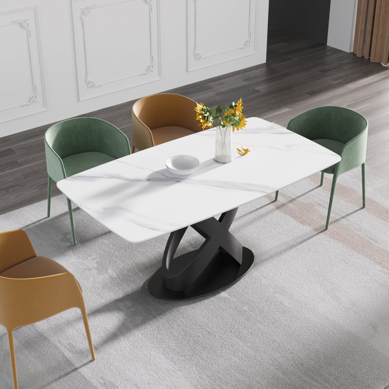 Table de salle à manger Sesteded, Noir, Blanc, H 29,53 po x L 63 po x l 31,5 po