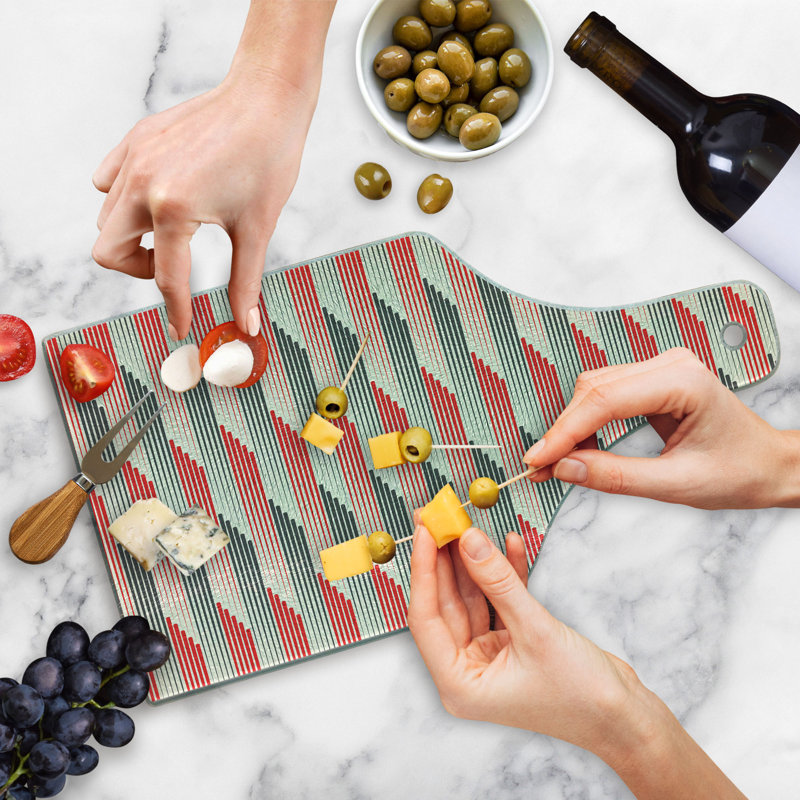 Planche à découper Ambesonne en verre trempé à rayures rétro bicolore et écarlate