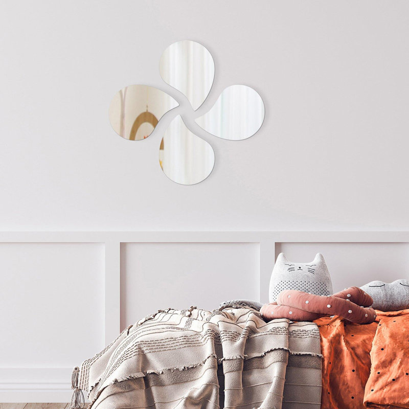4  Small Adhesive Shaped Mirror Modern & Contemporary Frameless Set, 7.9" x 5.14"