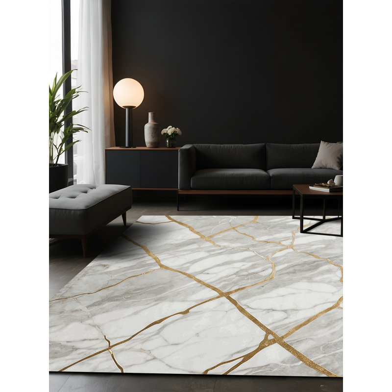 Tapis gris soyeux et moelleux, Carré 4 pi