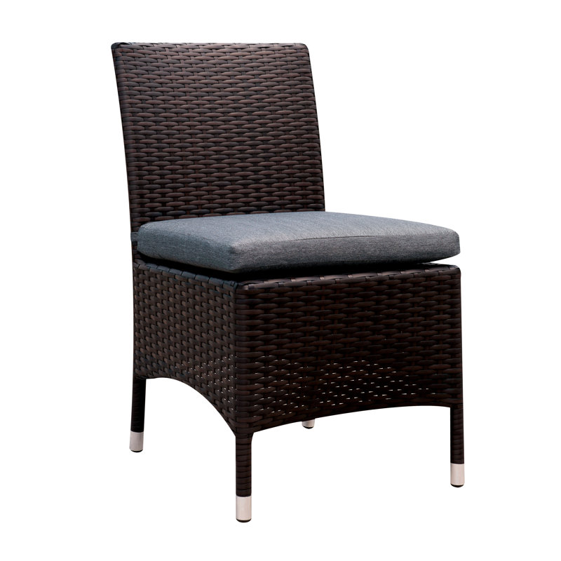 Chaise de patio en osier avec coussins, gris, Marron