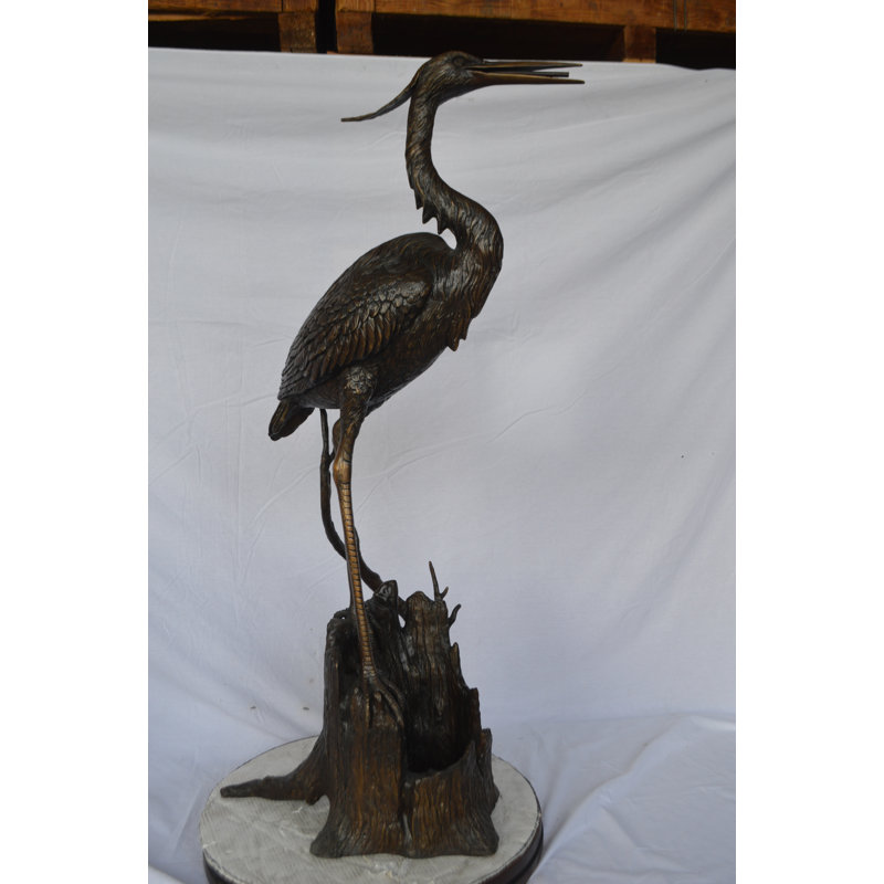 Copper and Metal Great Heron Perched Fountain