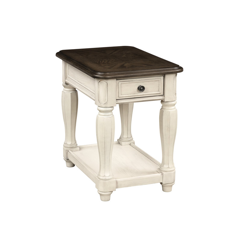 Table de chevet antique blanche et brune avec rangement de tiroir - Fabrication de tablette de style classique, incluse, conception