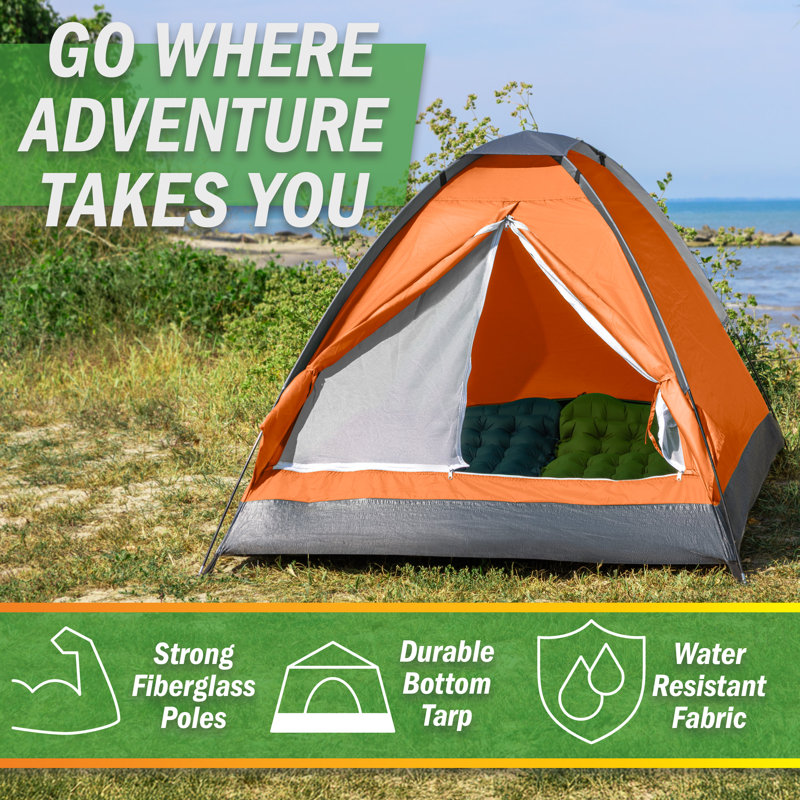 Wakeman Outdoors 2 Person Camping Tent with Rain Fly and Carrying Bag - Lightweight Outdoor Tent for Backpacking, Hiking, or Beach Use