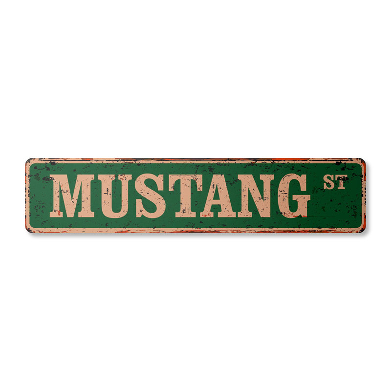 Panneau de signalisation Mustang en aluminium 4 po x 18 po