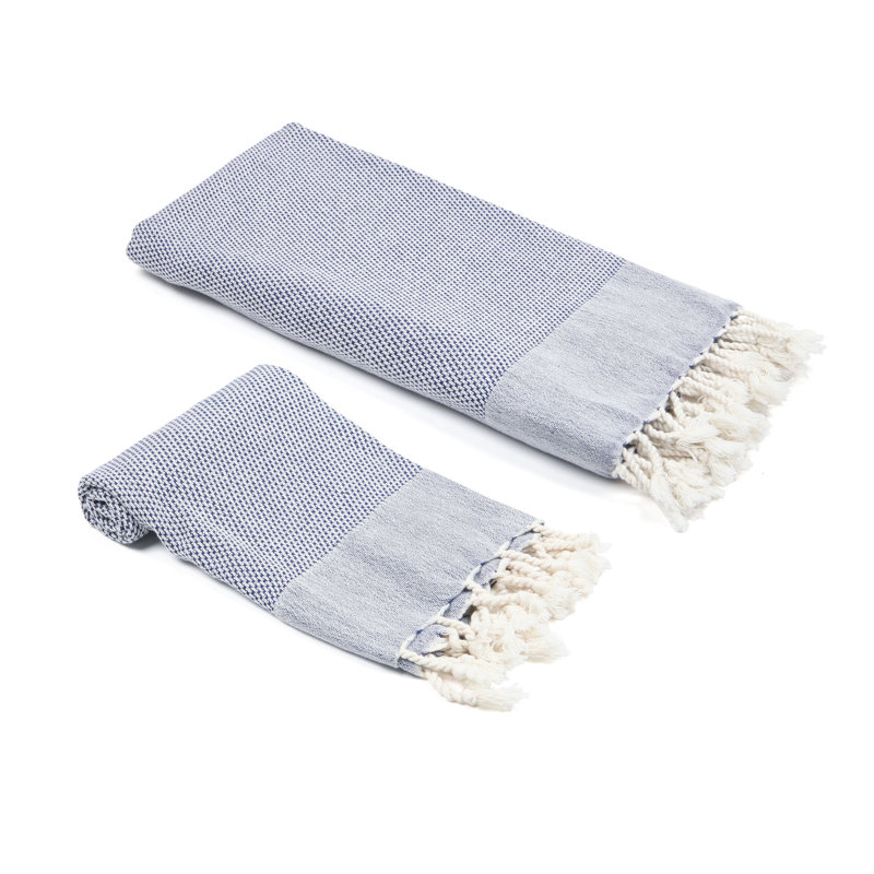 Ensemble de serviettes en coton turc 2 pièces Luciana Janessa, Bleu marine
