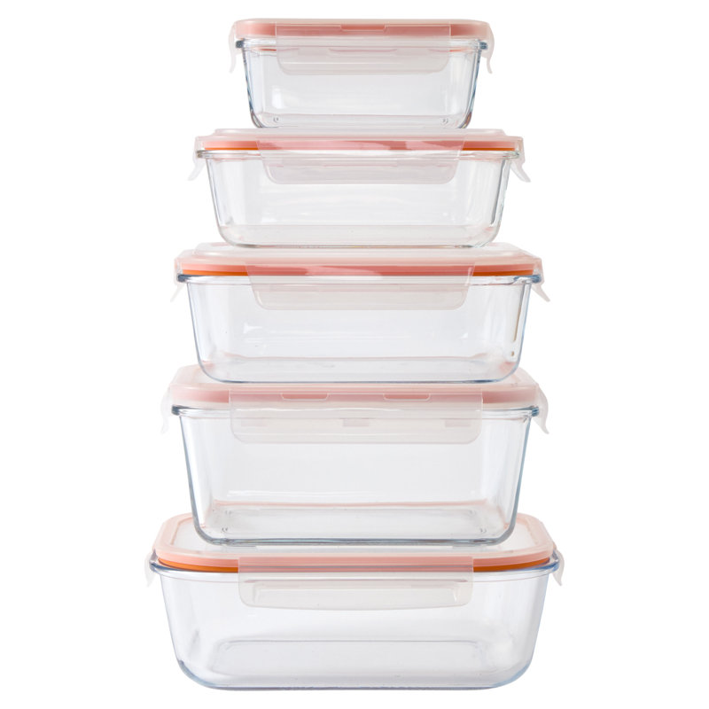 IMUSA 10 Piece Set Glass Rectangular Food Container