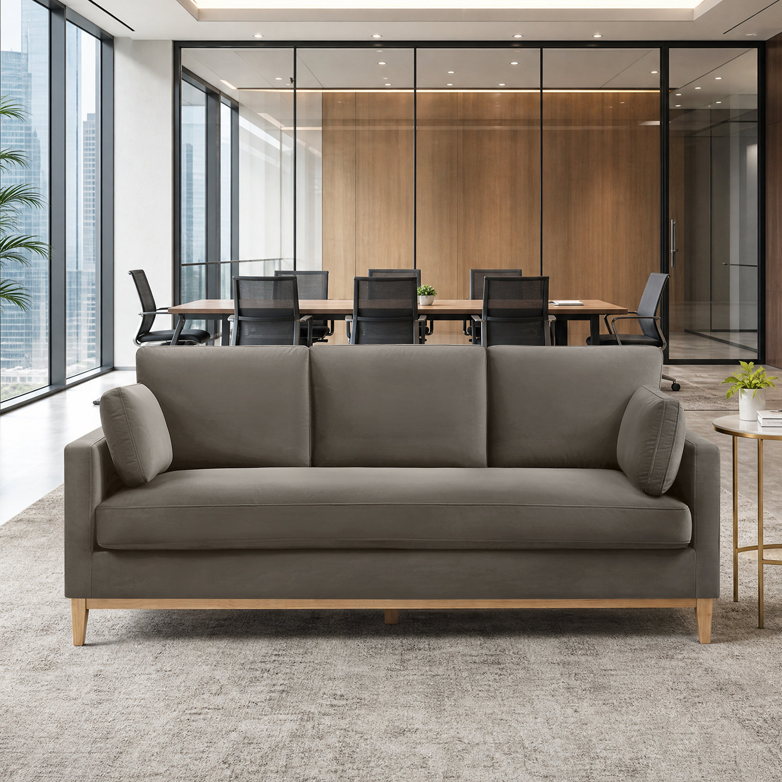 Ombra 84" Velvet Sofa, Java