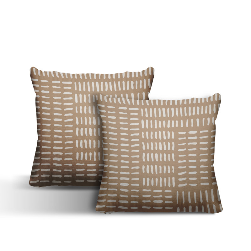 Outdoor Reversible Throw Pillow, Beige, 19W" x 19H"