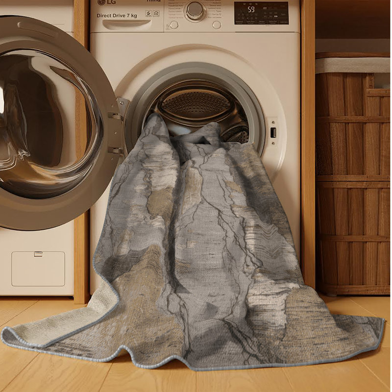 Tapis gris lavable à la machine