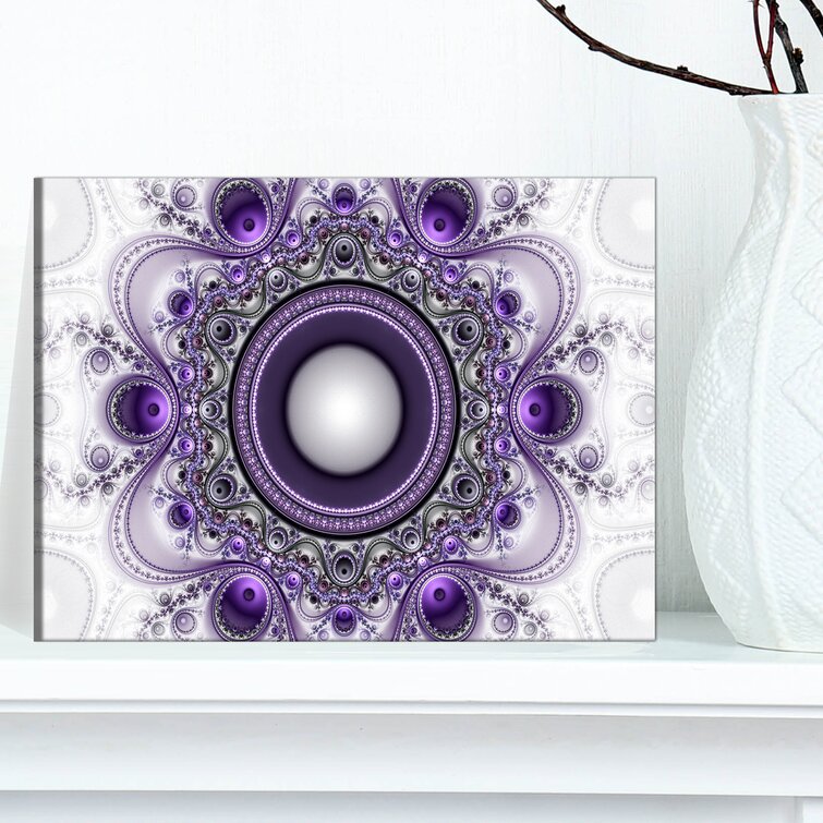 'Purple Fractal Pattern with Circles' Graphic Art