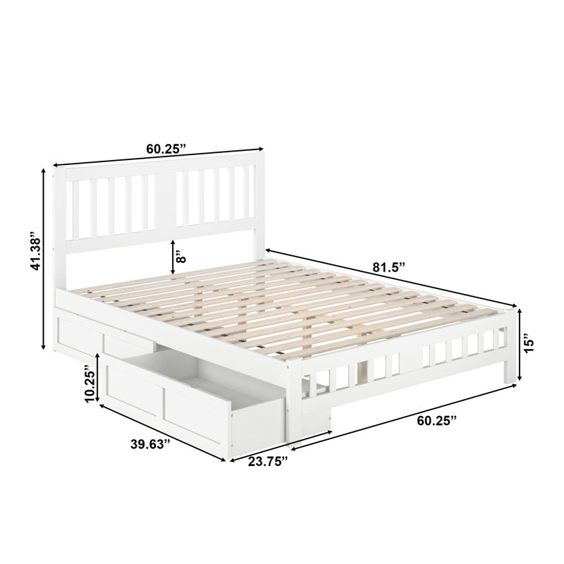 Yarelie Slat Storage Bed, Queen, White