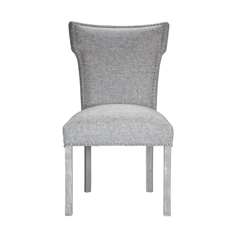 Chaise d'appoint rembourrée Chemise, Gris, Blanc