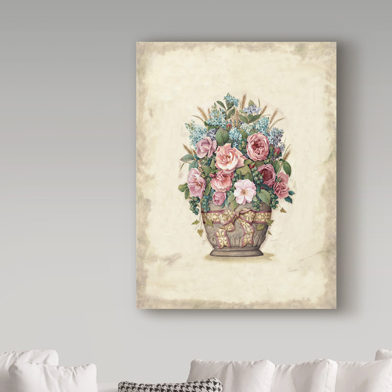 « pot de roses 1 », reproduction de peinture à l’acrylique sur toile tendue, H 47 po x l 35 po