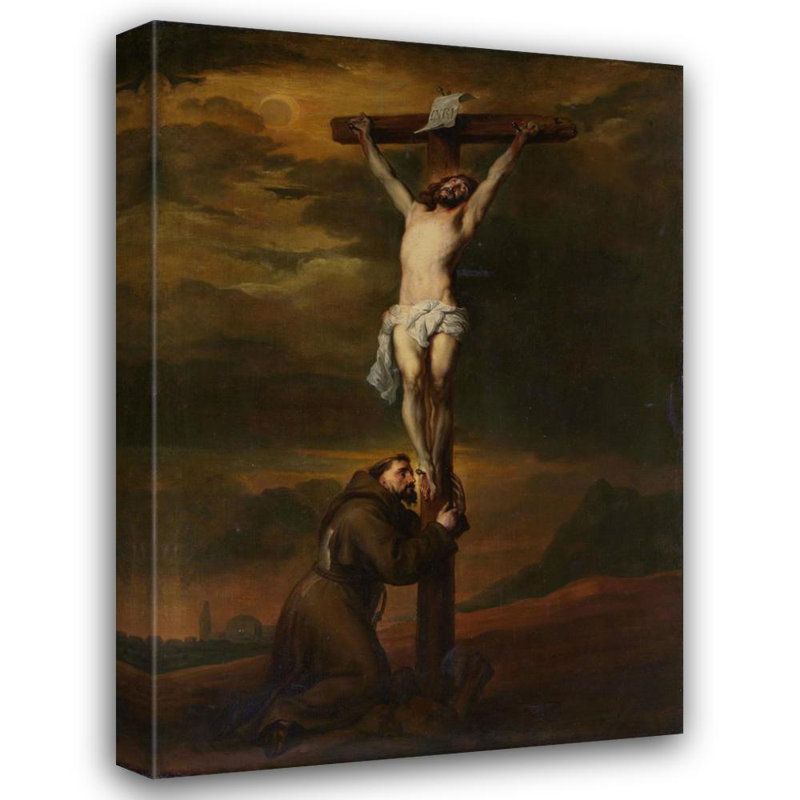 "St Francis au pied de la croix" par Anthony Van Dyck - Art mural sur toile tendue avec châssis, H 40 po x l 28 po