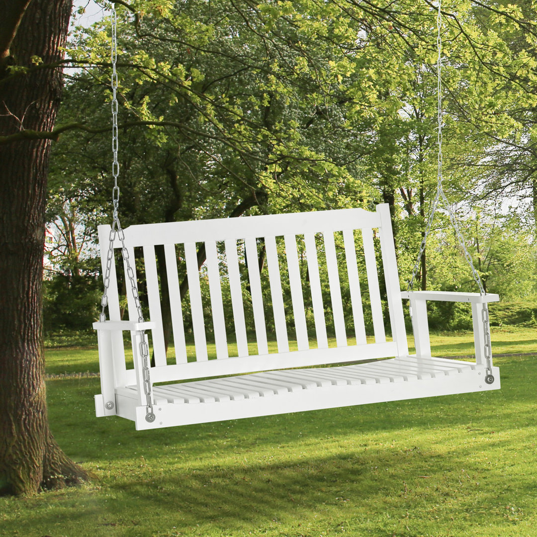 Gartenschaukel für 2 Personen Schaukelbank Hängebank Massivholz Patio Terrasse Hinterhof Weiß