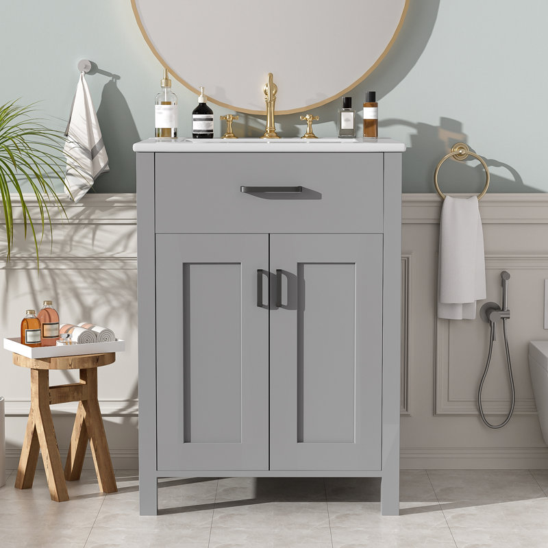 Ensemble de meuble-lavabo simple 24,2 po Fabeha, Gris